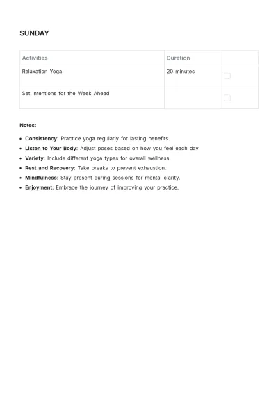 Free Yoga Weekly To Do List Template to Edit Online