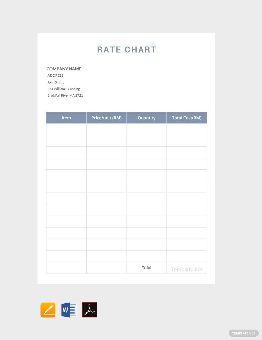 Rate Chart Template