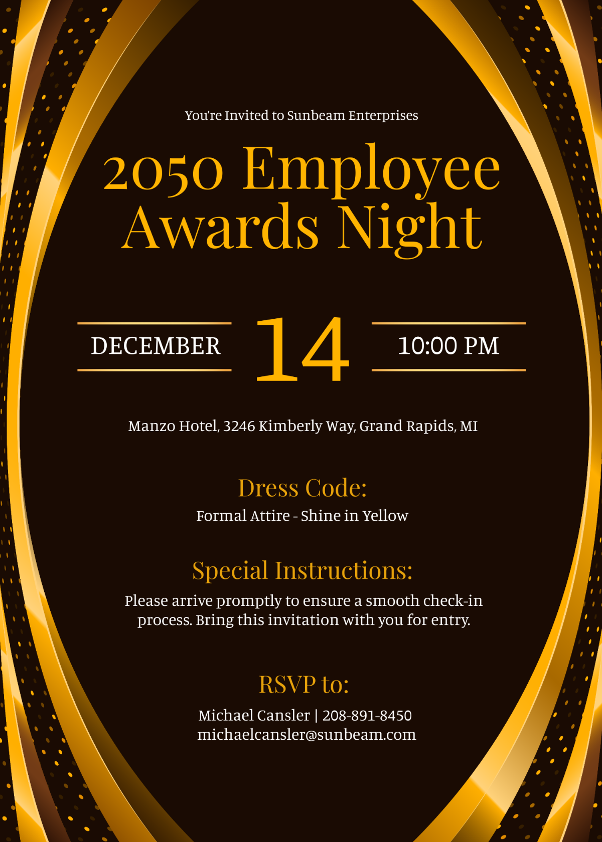 Yellow Awards Night Invitation