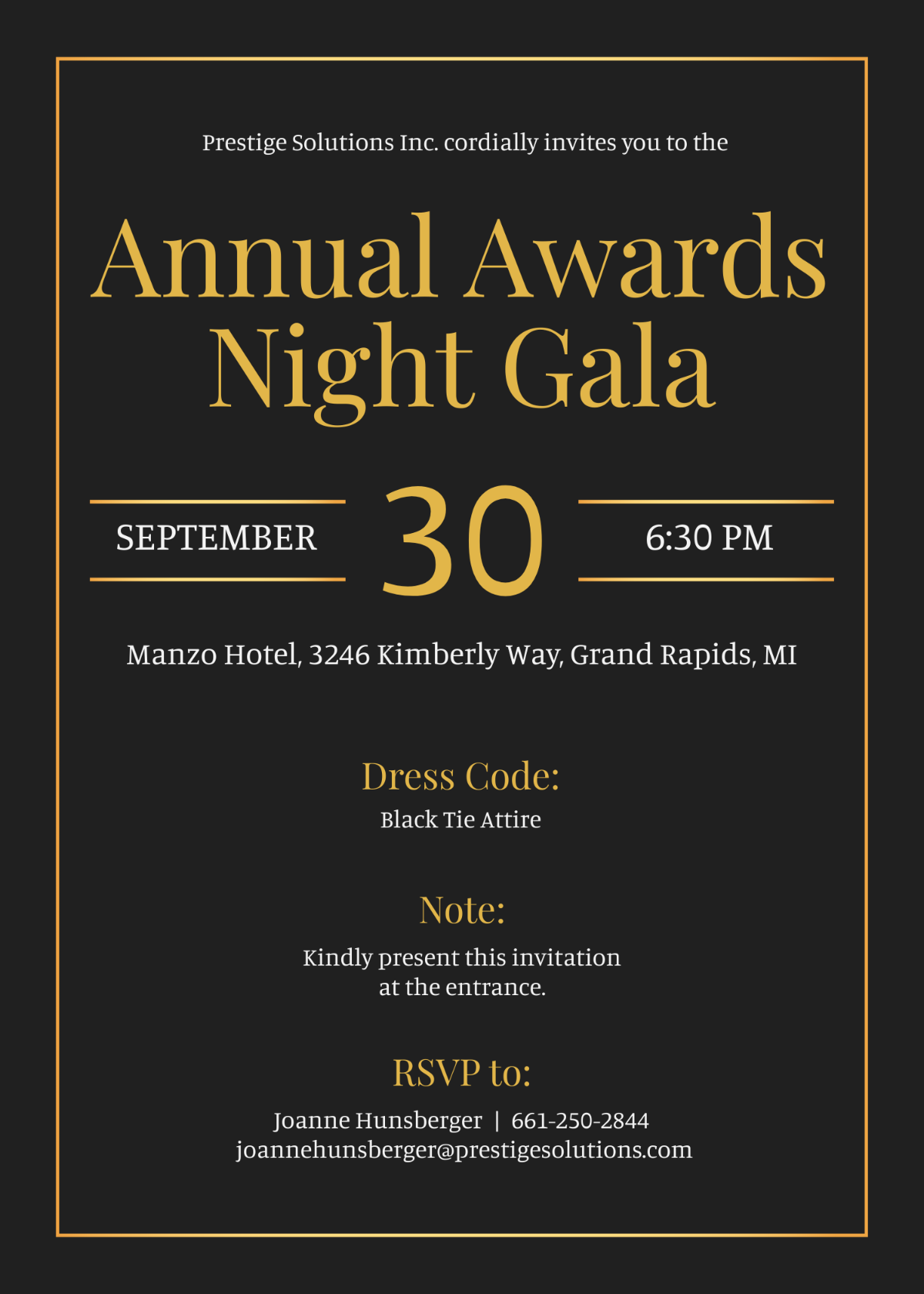 Event Awards Night Invitation