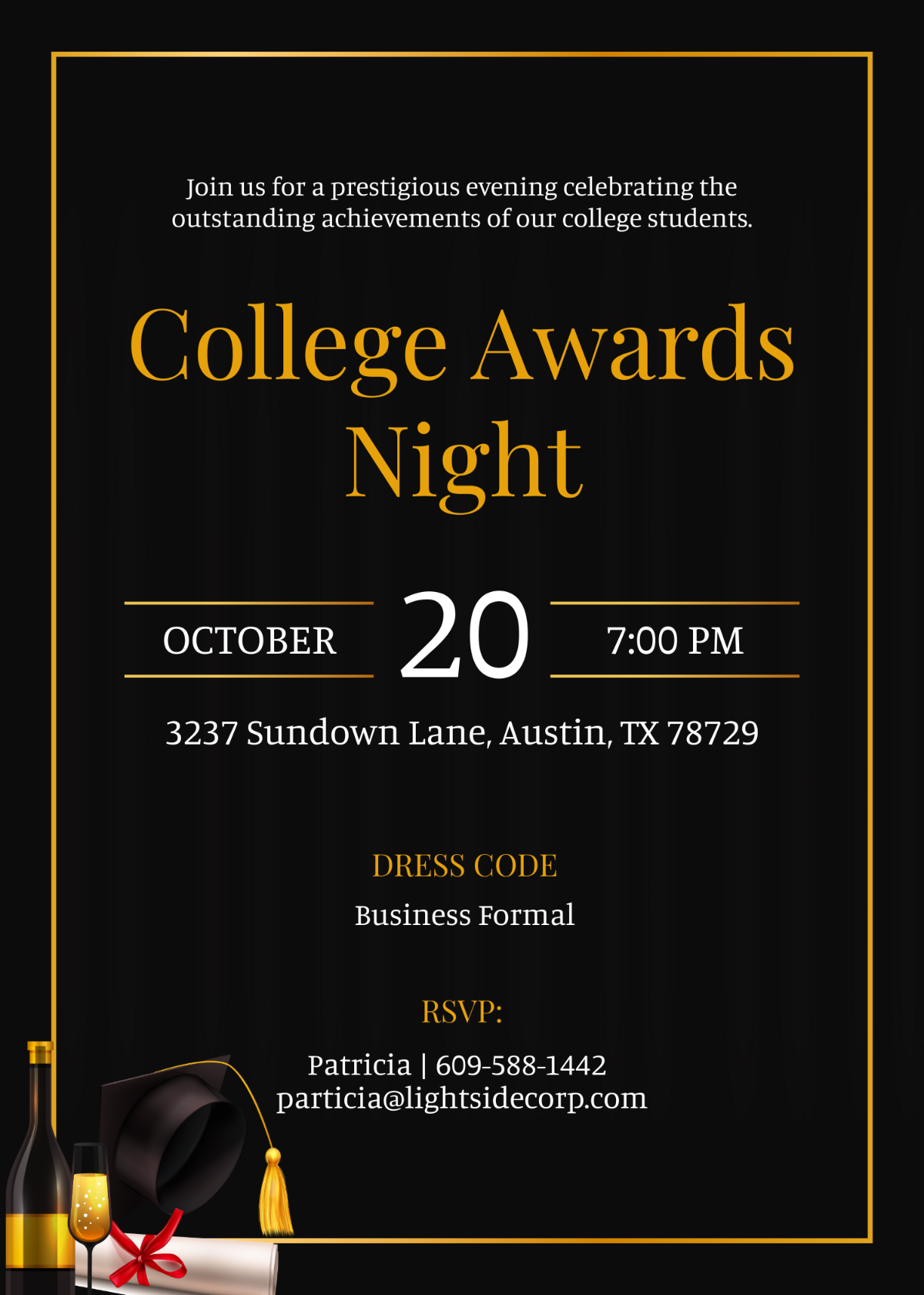 College Awards Night Invitation Template - Edit Online & Download