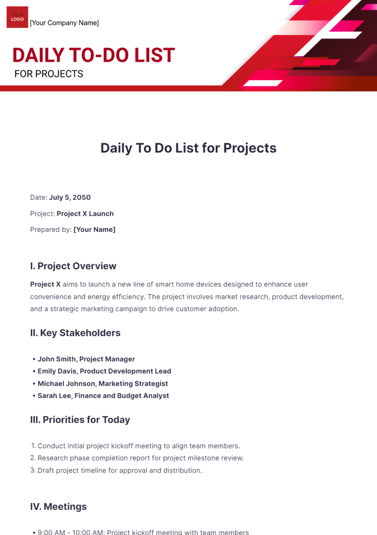 Free Project List Templates Editable And Printable
