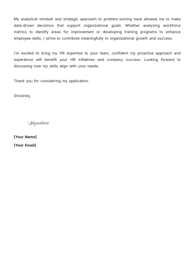 Free HR Operations Cover Letter to Edit Online