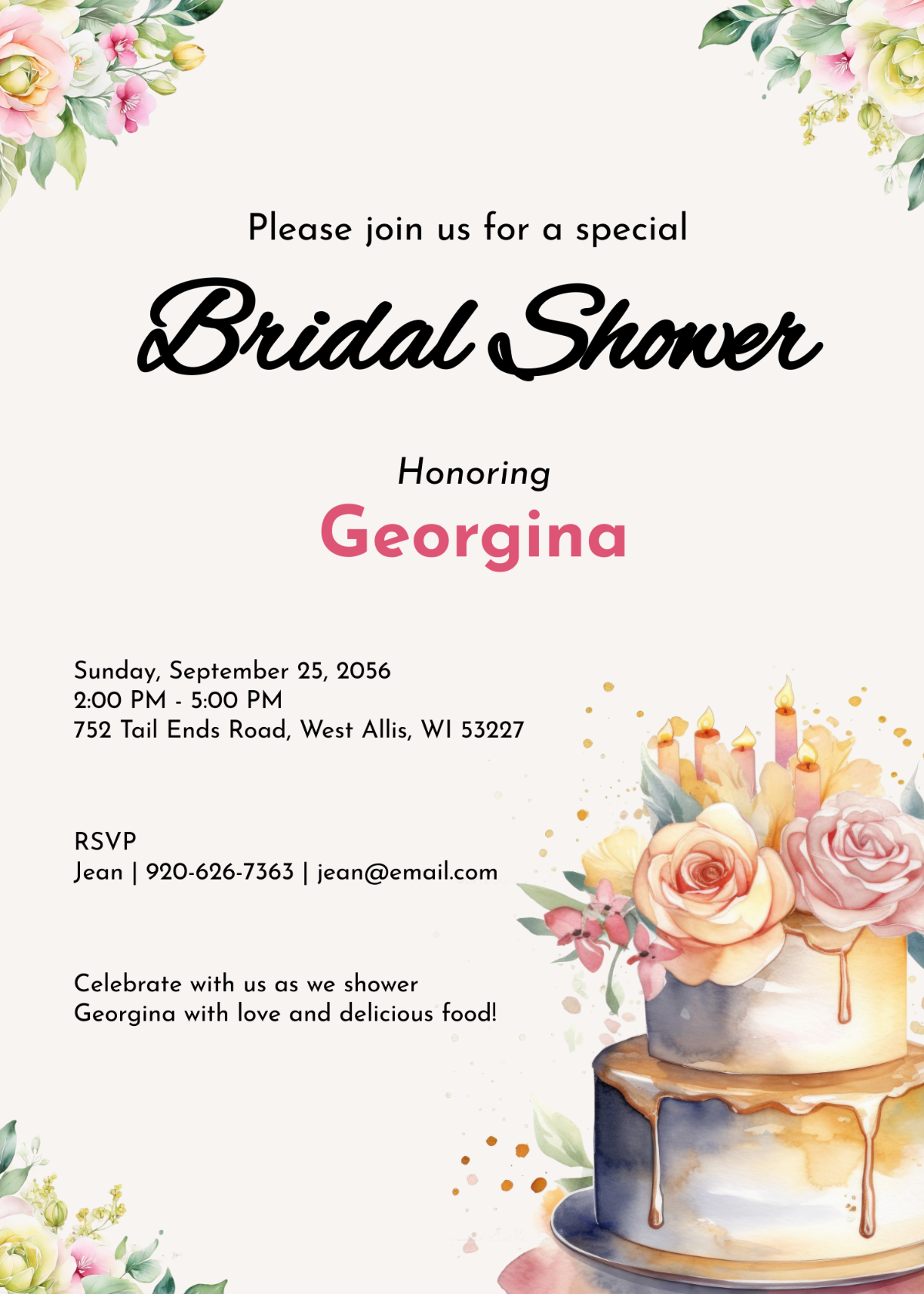 Bridal Shower Food Invitation