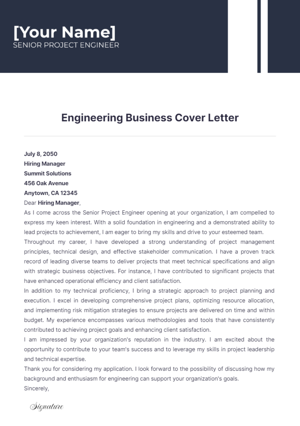 Engineering Business Cover Letter - Edit Online & Download