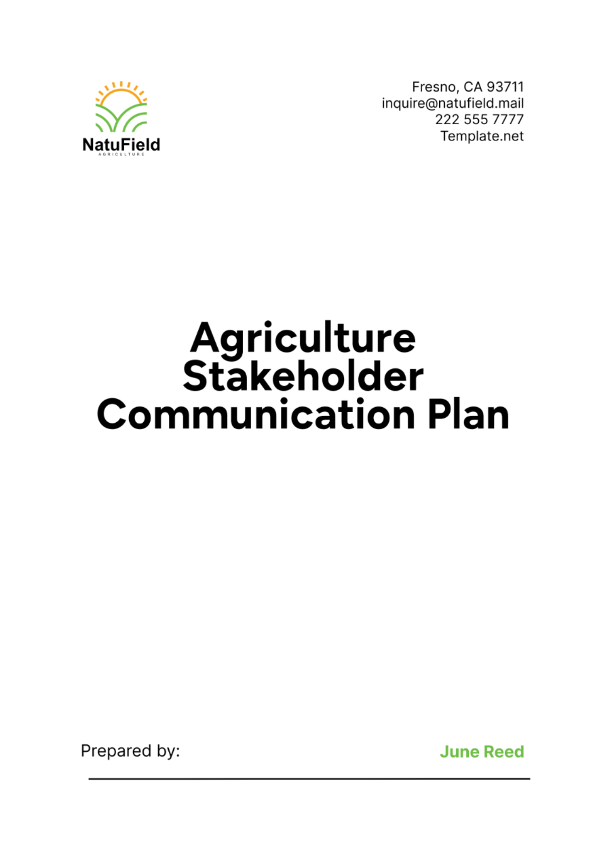 Agriculture Stakeholder Communication Plan Template - Edit Online & Download