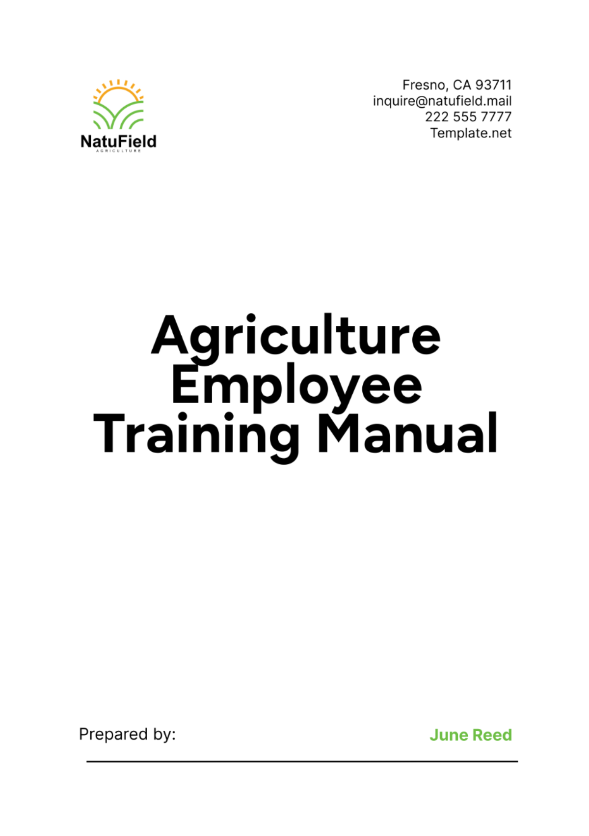 Agriculture Employee Training Manual Template - Edit Online & Download