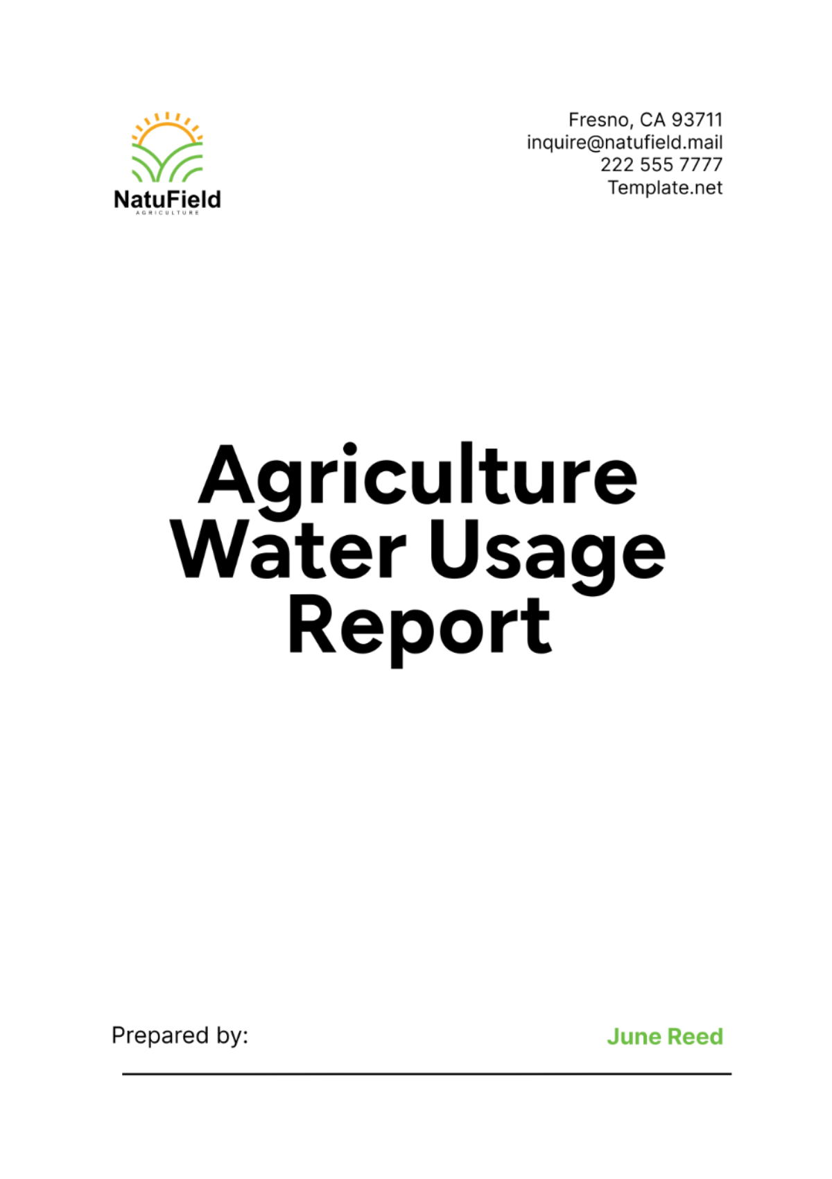 Agriculture Water Usage Report Template - Edit Online & Download