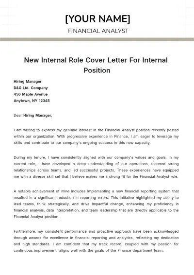 Free New Internal Role Cover Letter For Internal Position to Edit Online