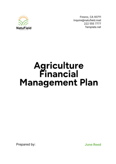 Free Agriculture Financial Management Plan Template to Edit Online