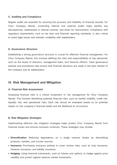 Free Agriculture Financial Management Plan Template to Edit Online