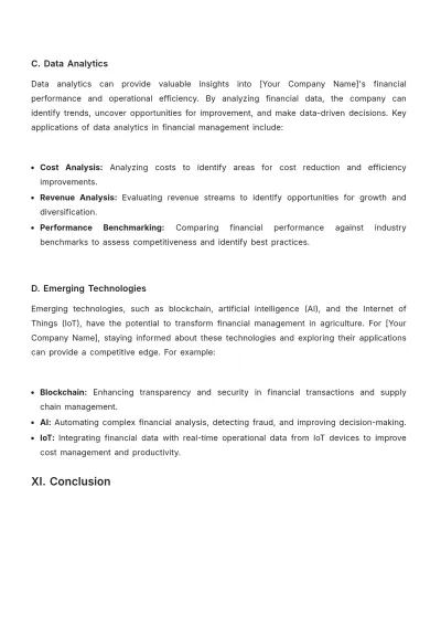 Free Agriculture Financial Management Plan Template to Edit Online