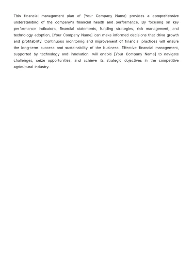 Free Agriculture Financial Management Plan Template to Edit Online