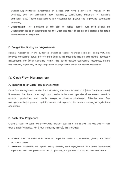 Free Agriculture Financial Management Plan Template to Edit Online