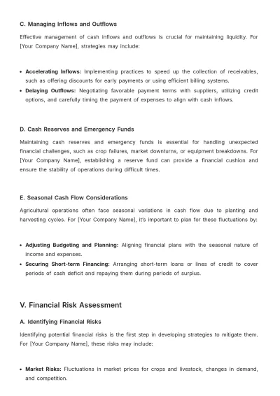 Free Agriculture Financial Management Plan Template to Edit Online