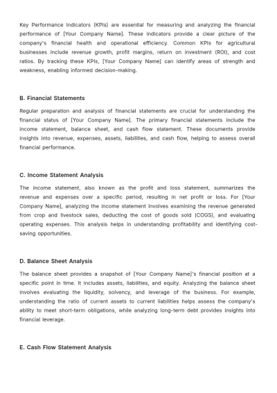 Free Agriculture Financial Management Plan Template to Edit Online
