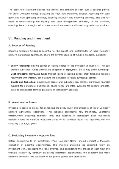 Free Agriculture Financial Management Plan Template to Edit Online