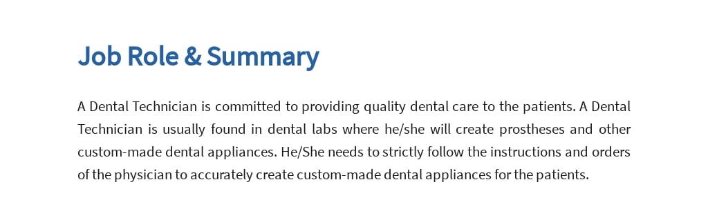 Free Dental Technician Job Ad and Description Template 2.jpe