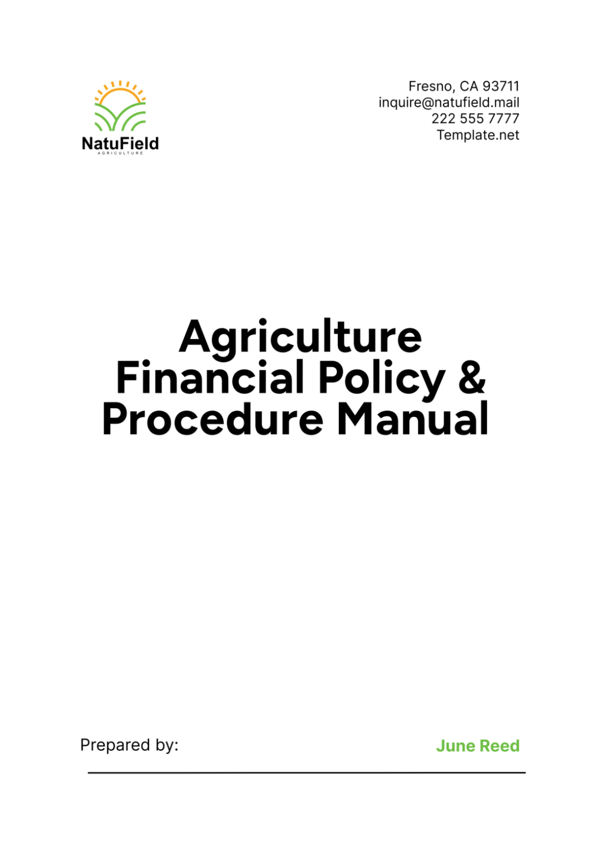 Agriculture Financial Policy & Procedure Manual Template