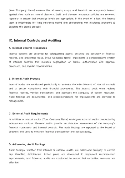 Free Agriculture Financial Procedure Template to Edit Online