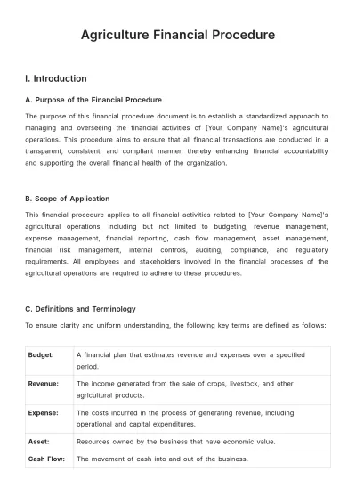 Free Agriculture Financial Procedure Template to Edit Online