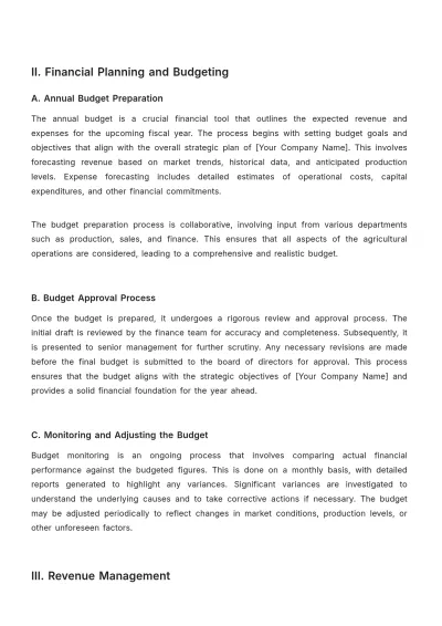 Free Agriculture Financial Procedure Template to Edit Online