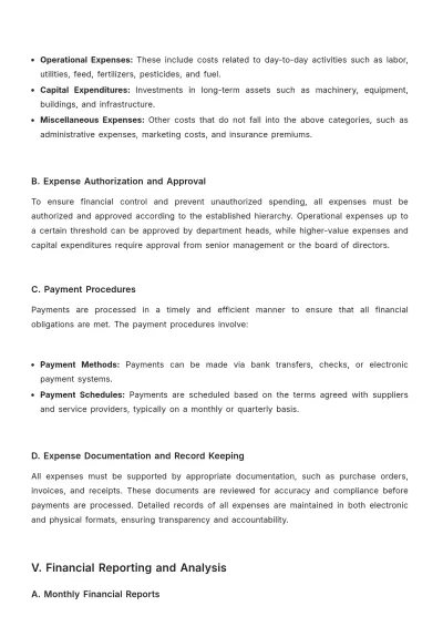 Free Agriculture Financial Procedure Template to Edit Online