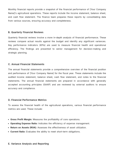 Free Agriculture Financial Procedure Template to Edit Online