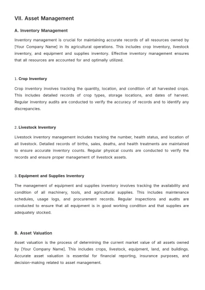 Free Agriculture Financial Procedure Template to Edit Online
