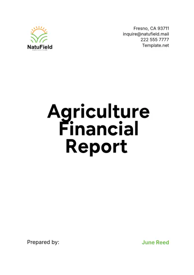 Free Agriculture Financial Report Template to Edit Online