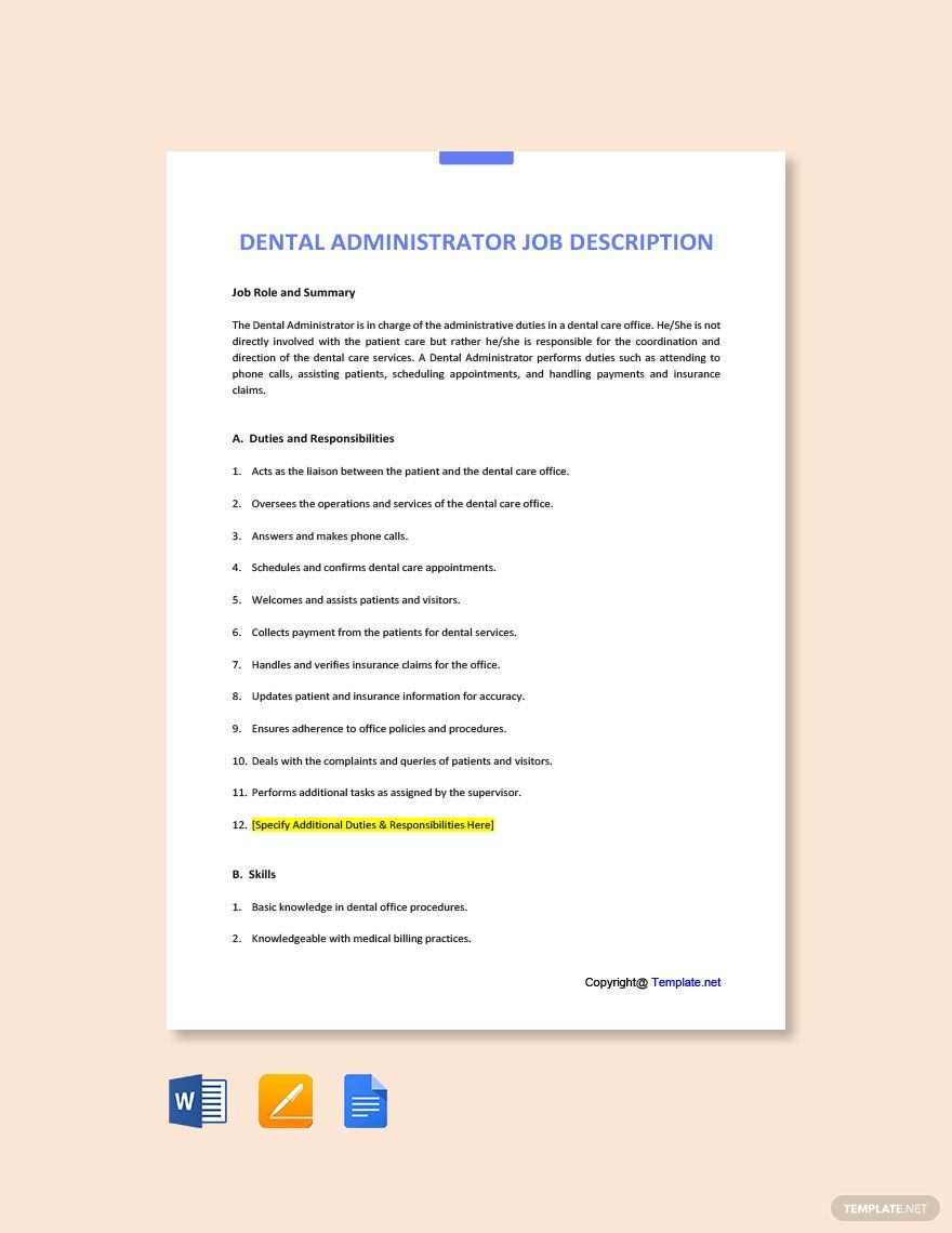 Job Description Template Medical Office