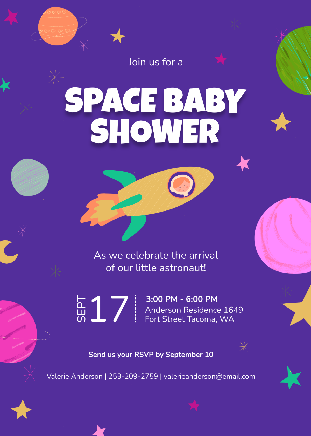 Space Baby Shower Invitation