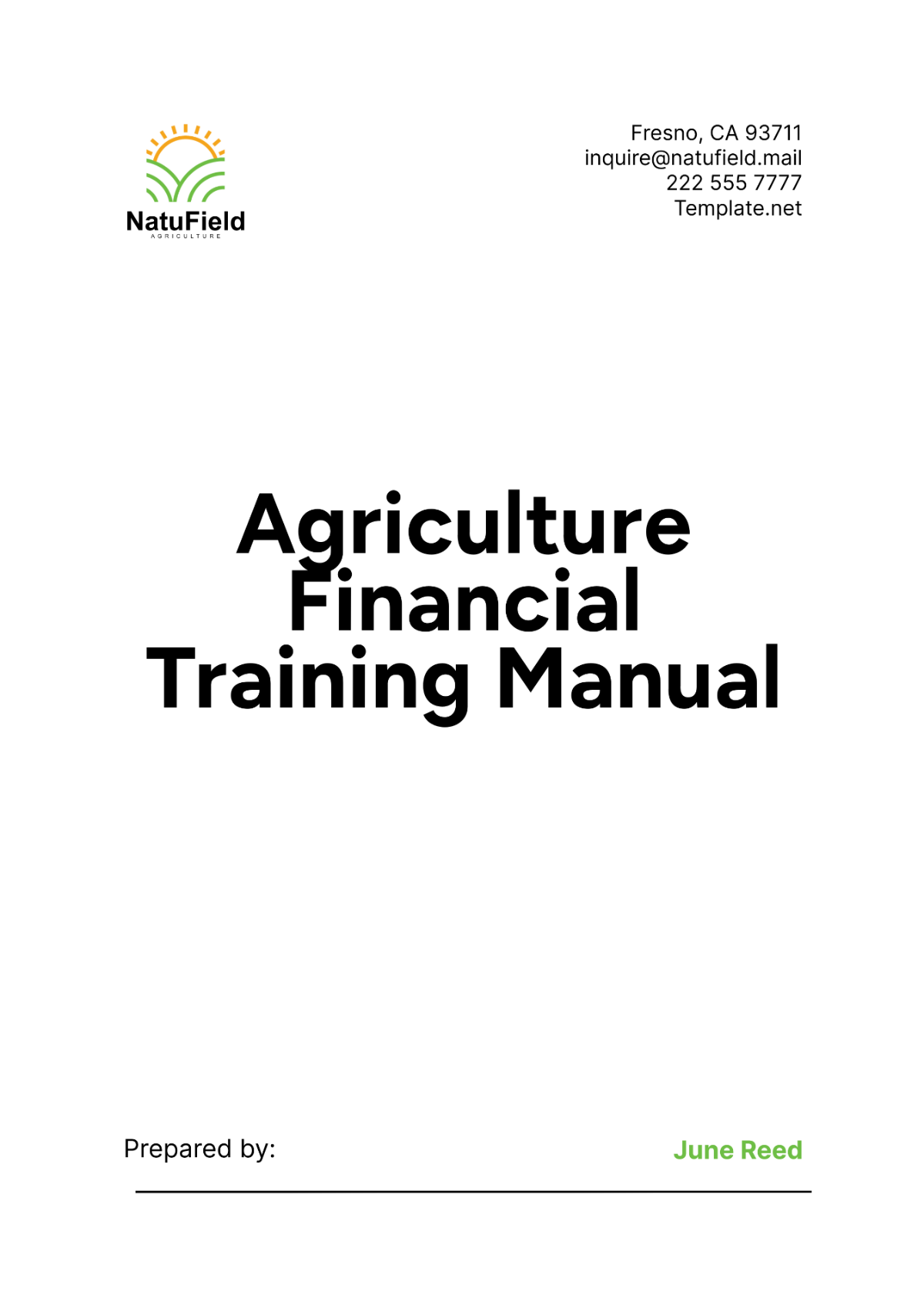 Agriculture Financial Training Manual Template