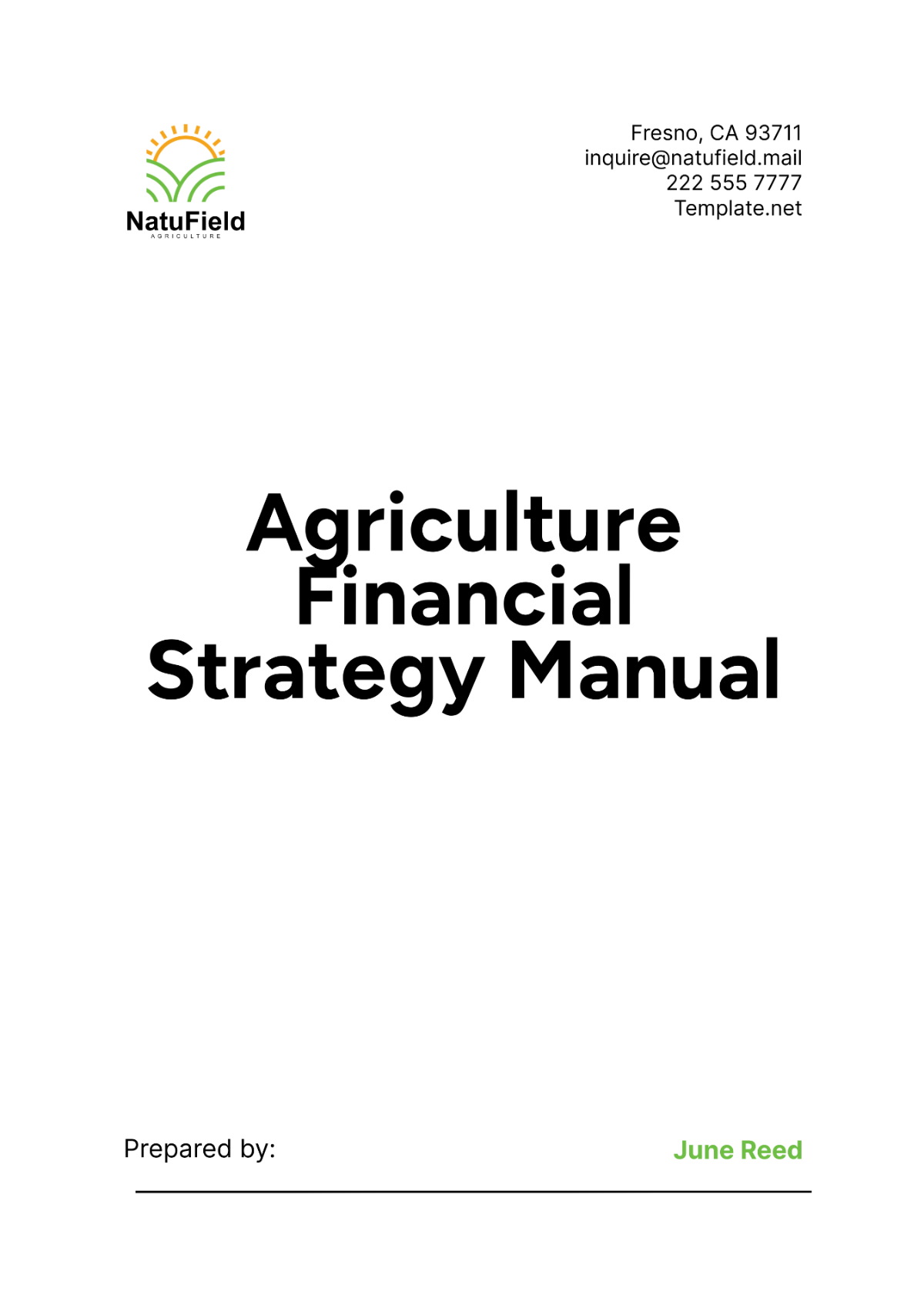 Agriculture Financial Strategy Manual Template