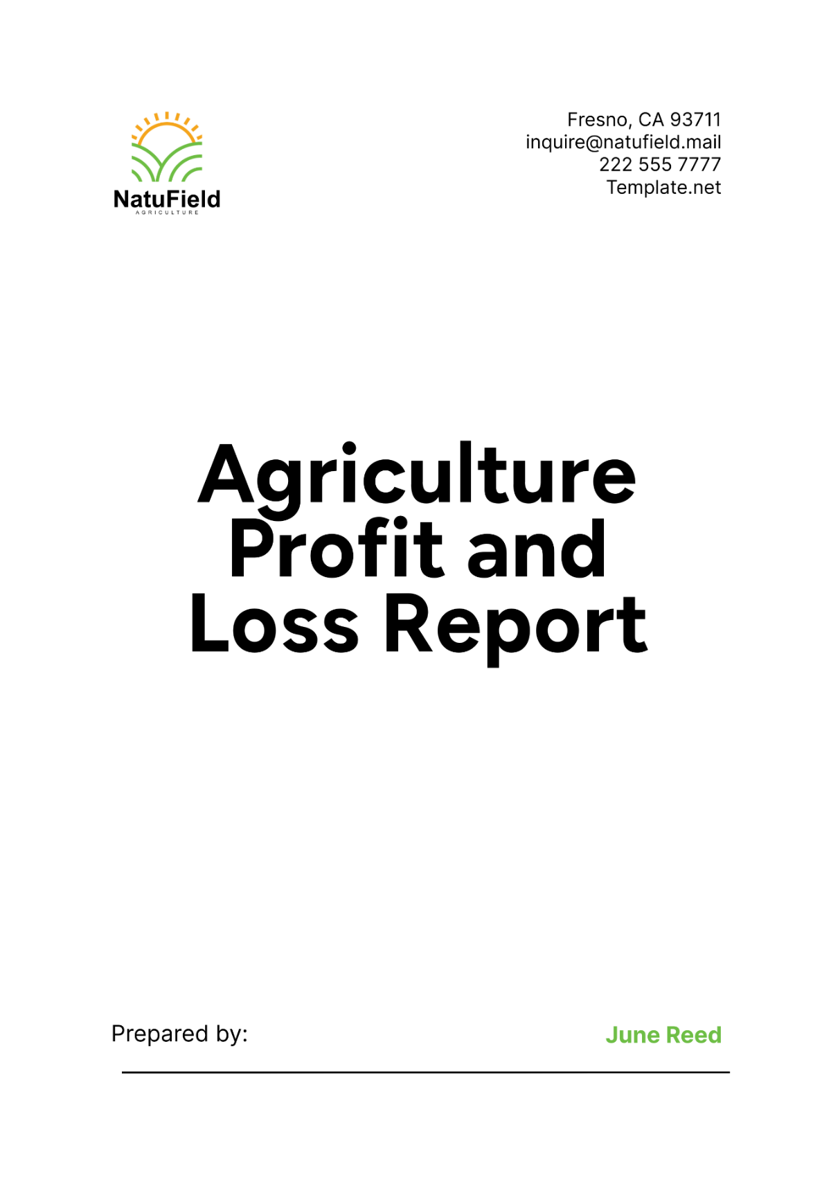 Agriculture Profit and Loss Report Template - Edit Online & Download