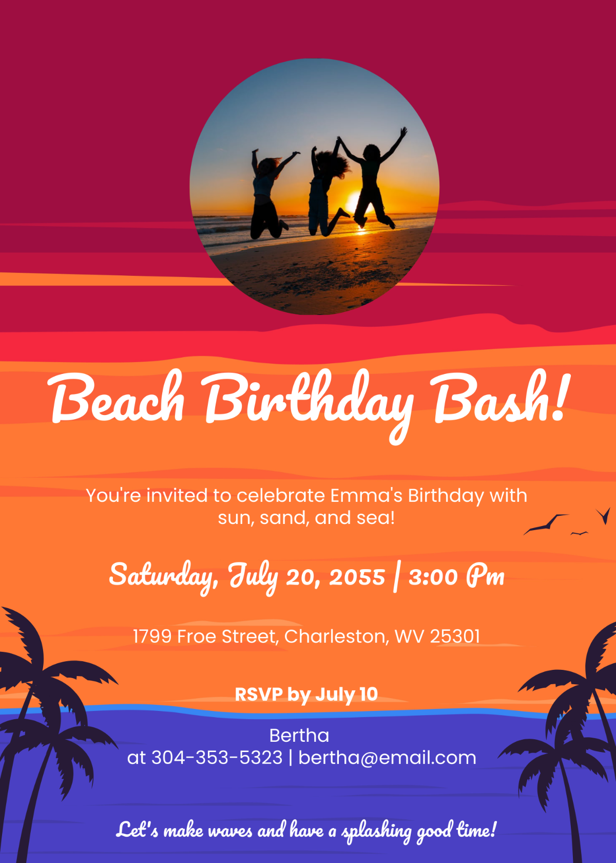 Beach Birthday Invitation with Photo