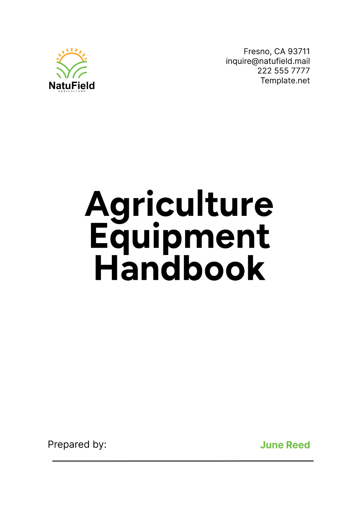 Agriculture Equipment Handbook Template