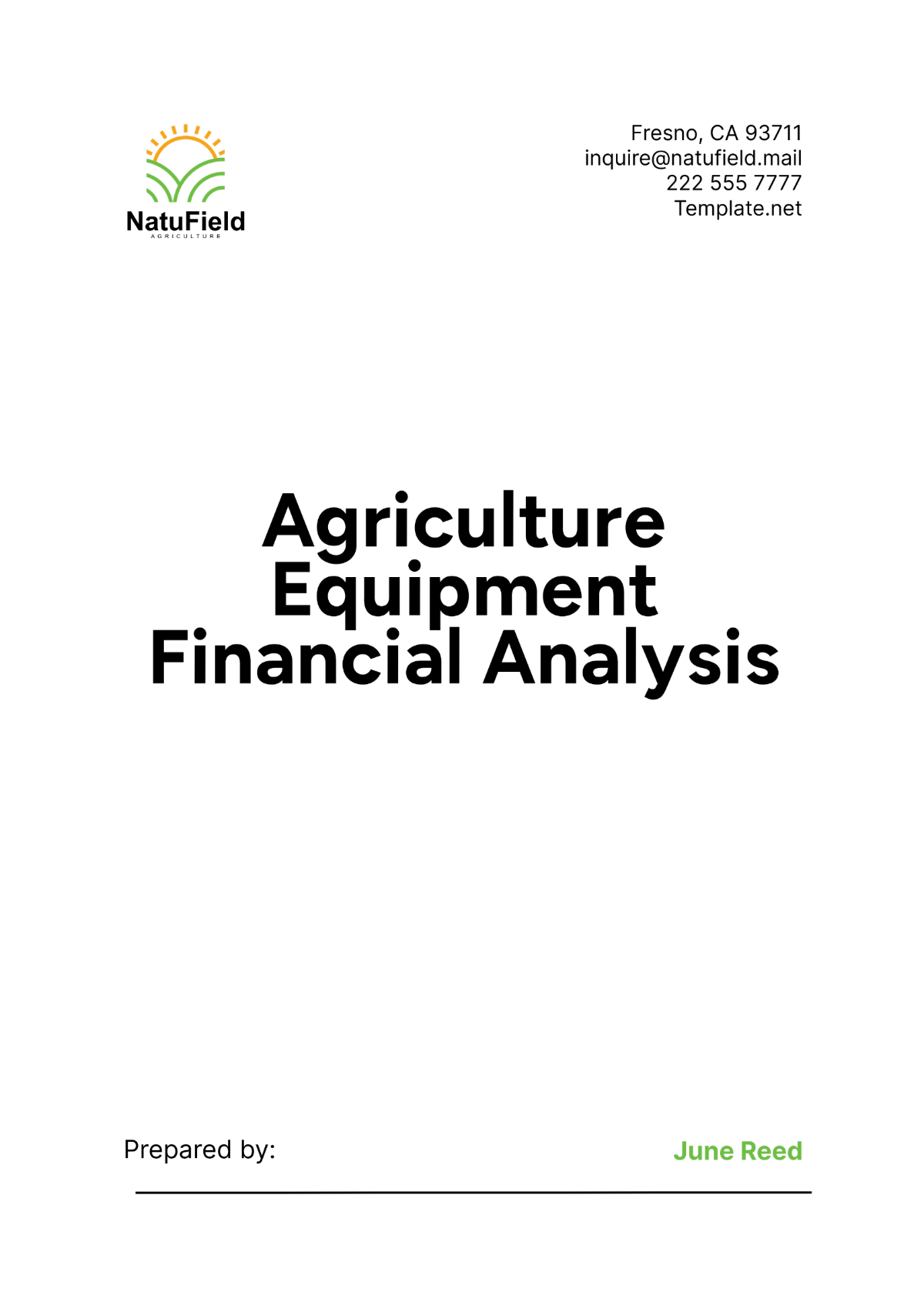 Agriculture Equipment Financial Analysis Template