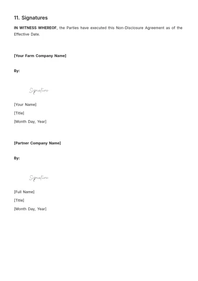 Free Agriculture Brand Partnership NDA Template to Edit Online