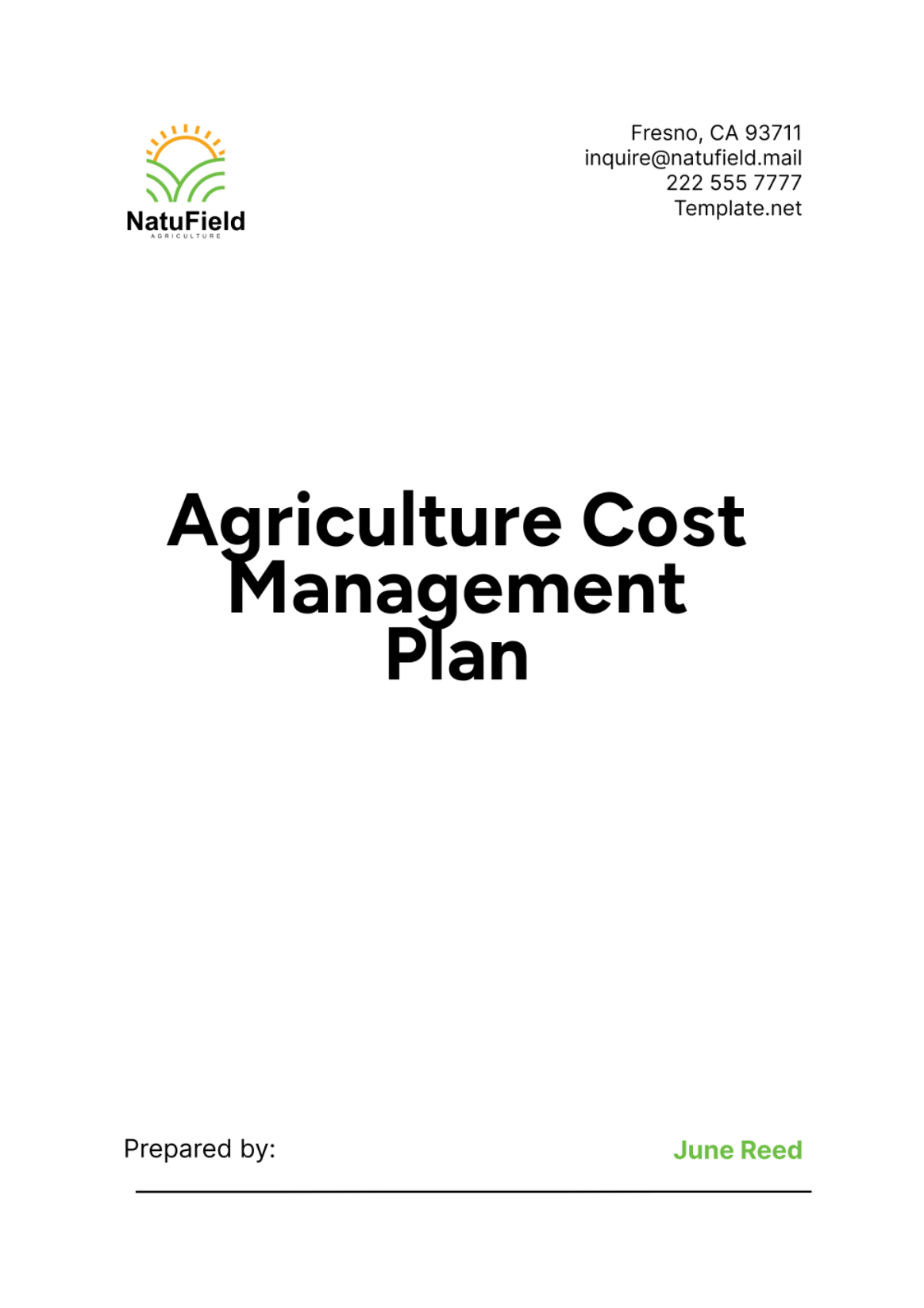 Agriculture Cost Management Plan Template - Edit Online & Download