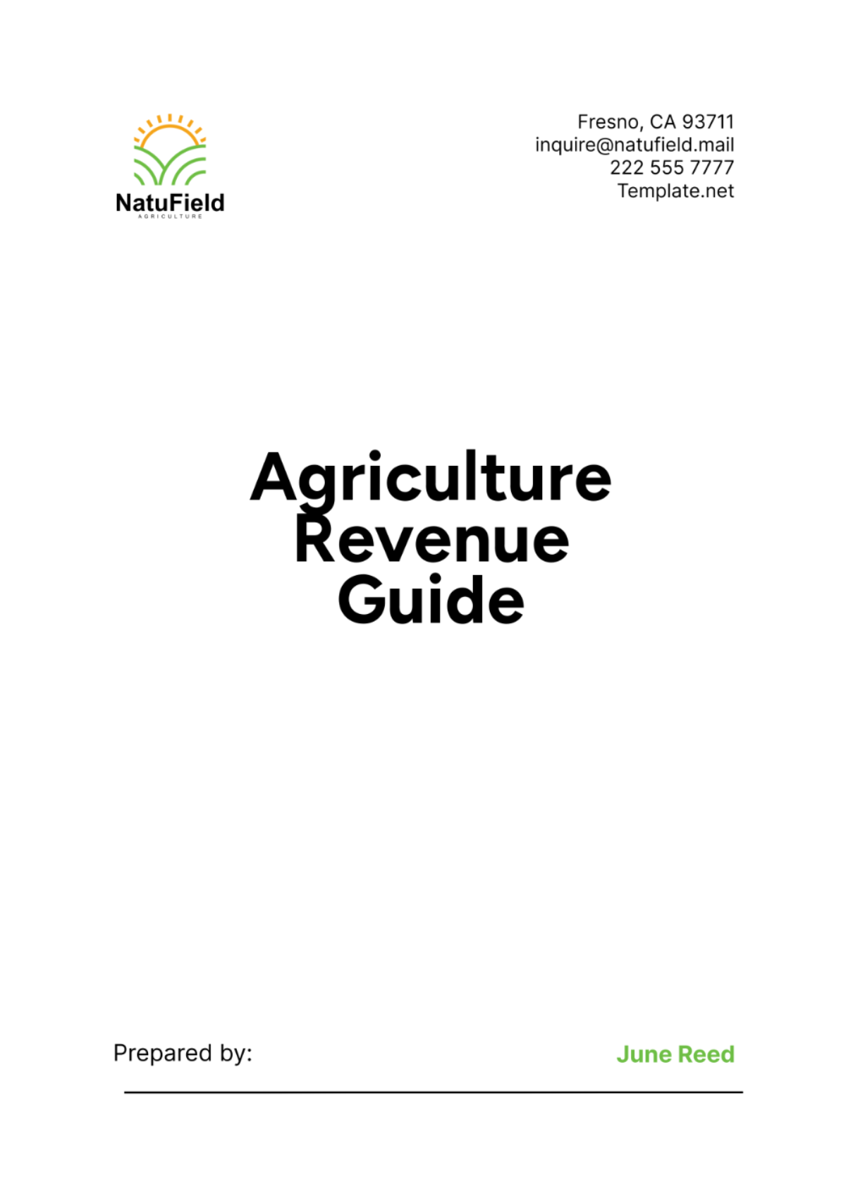 Agriculture Revenue Guide Template