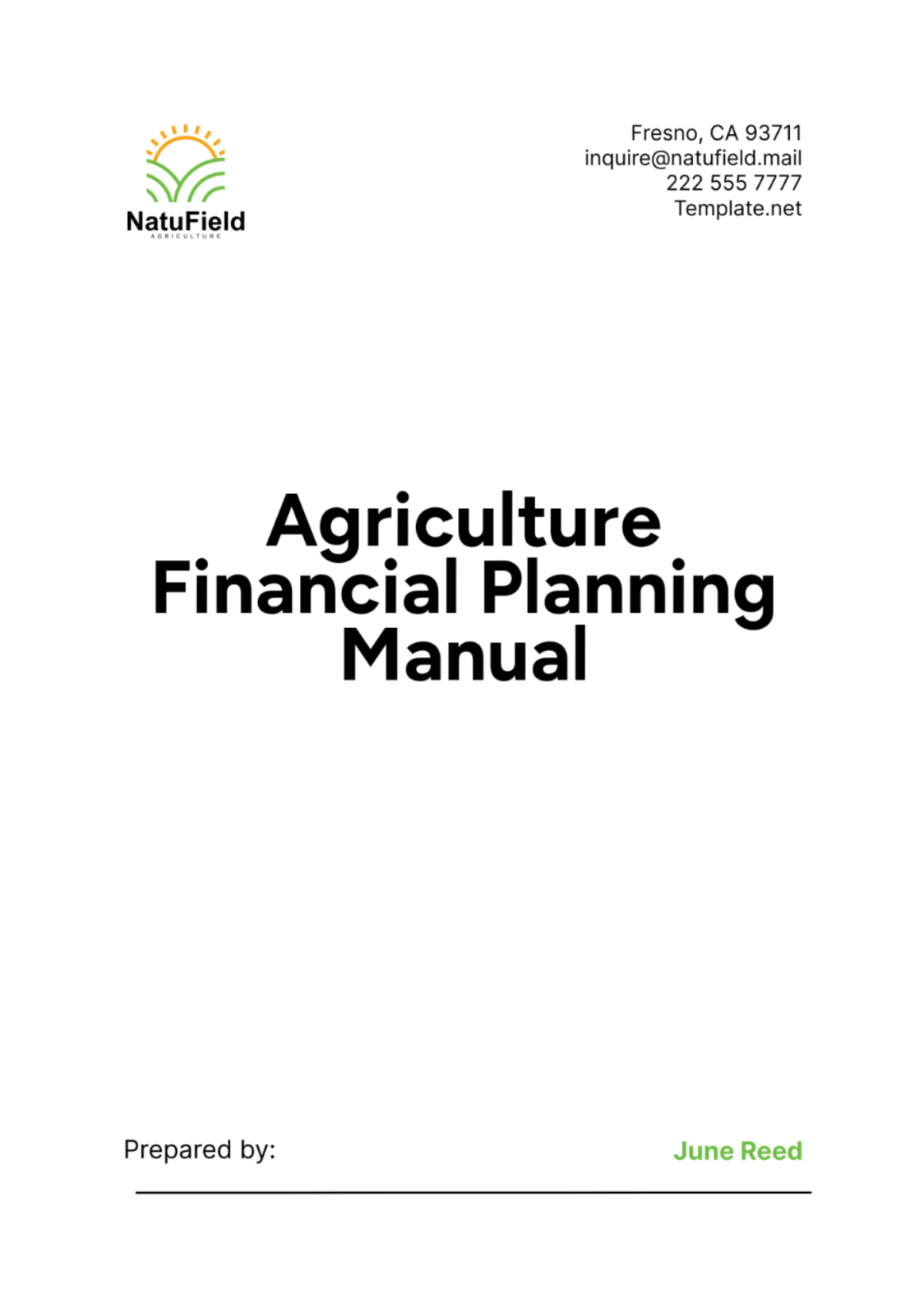 Agriculture Financial Planning Manual Template