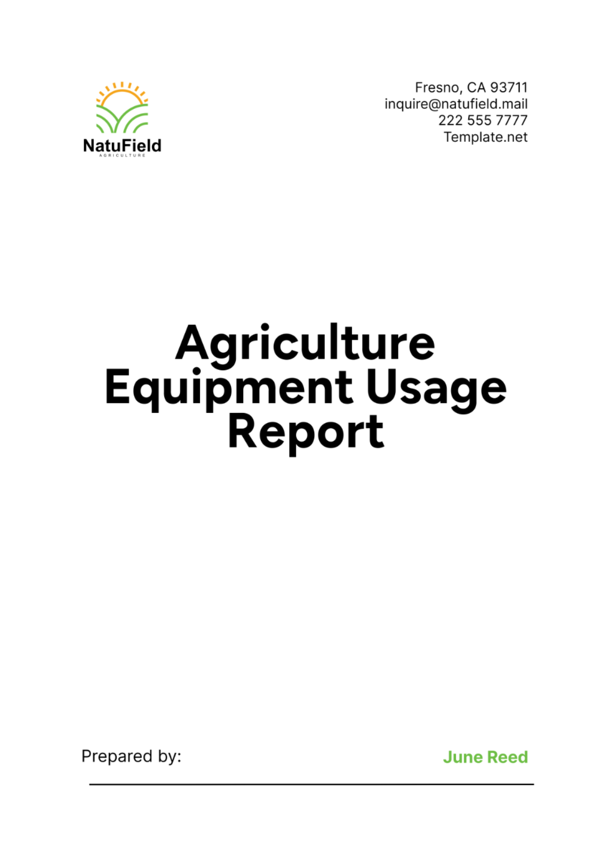 Agriculture Equipment Usage Report Template - Edit Online & Download