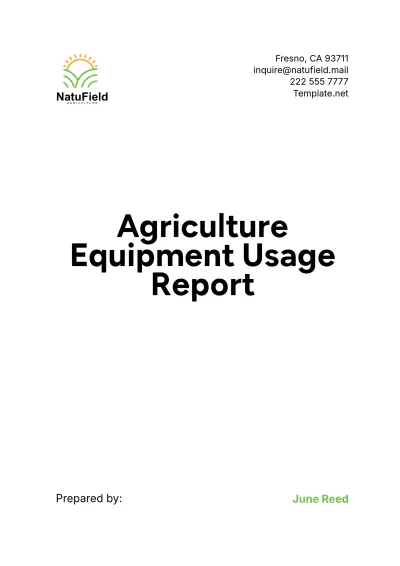 Free Agriculture Equipment Usage Report Template to Edit Online