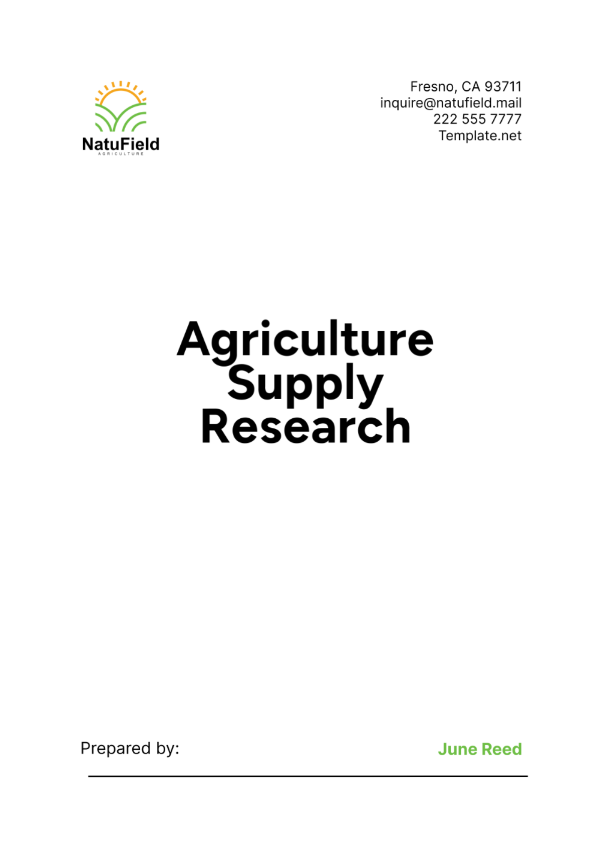 Agriculture Supply Research Template - Edit Online & Download