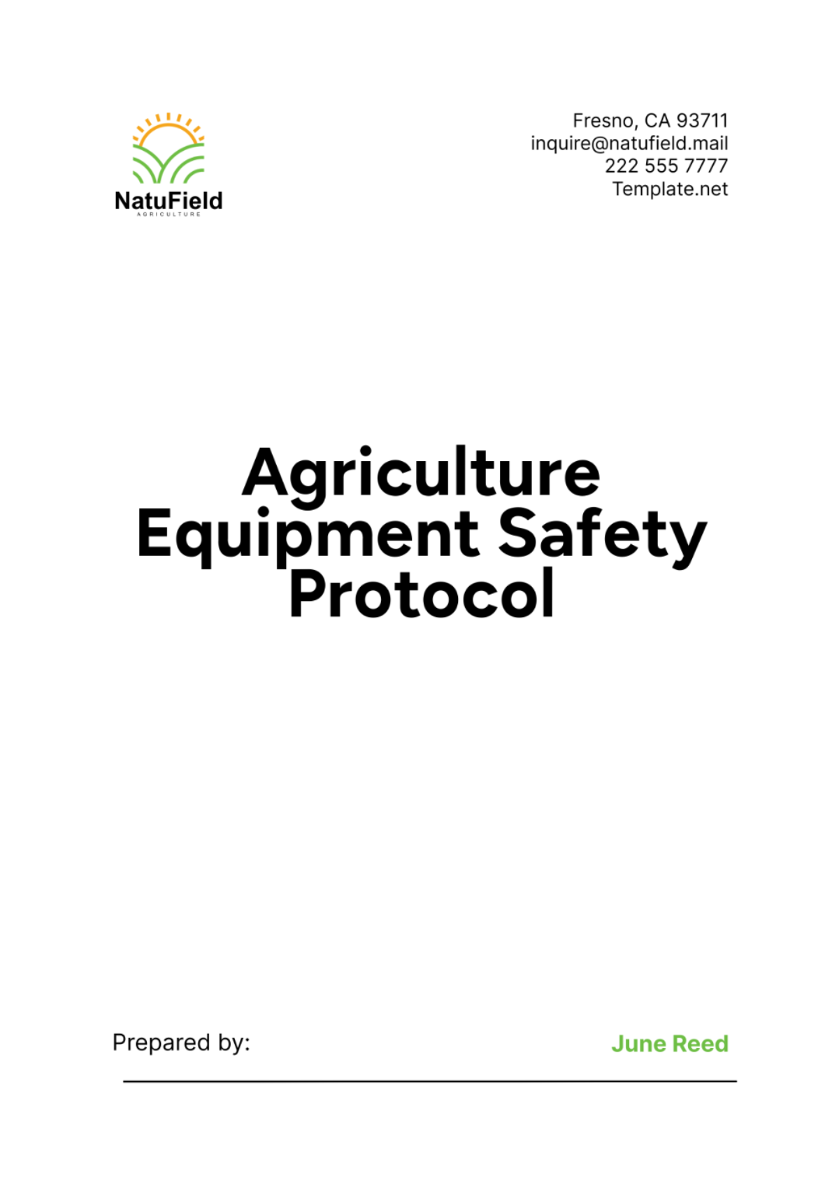 Agriculture Equipment Safety Protocol Template - Edit Online & Download