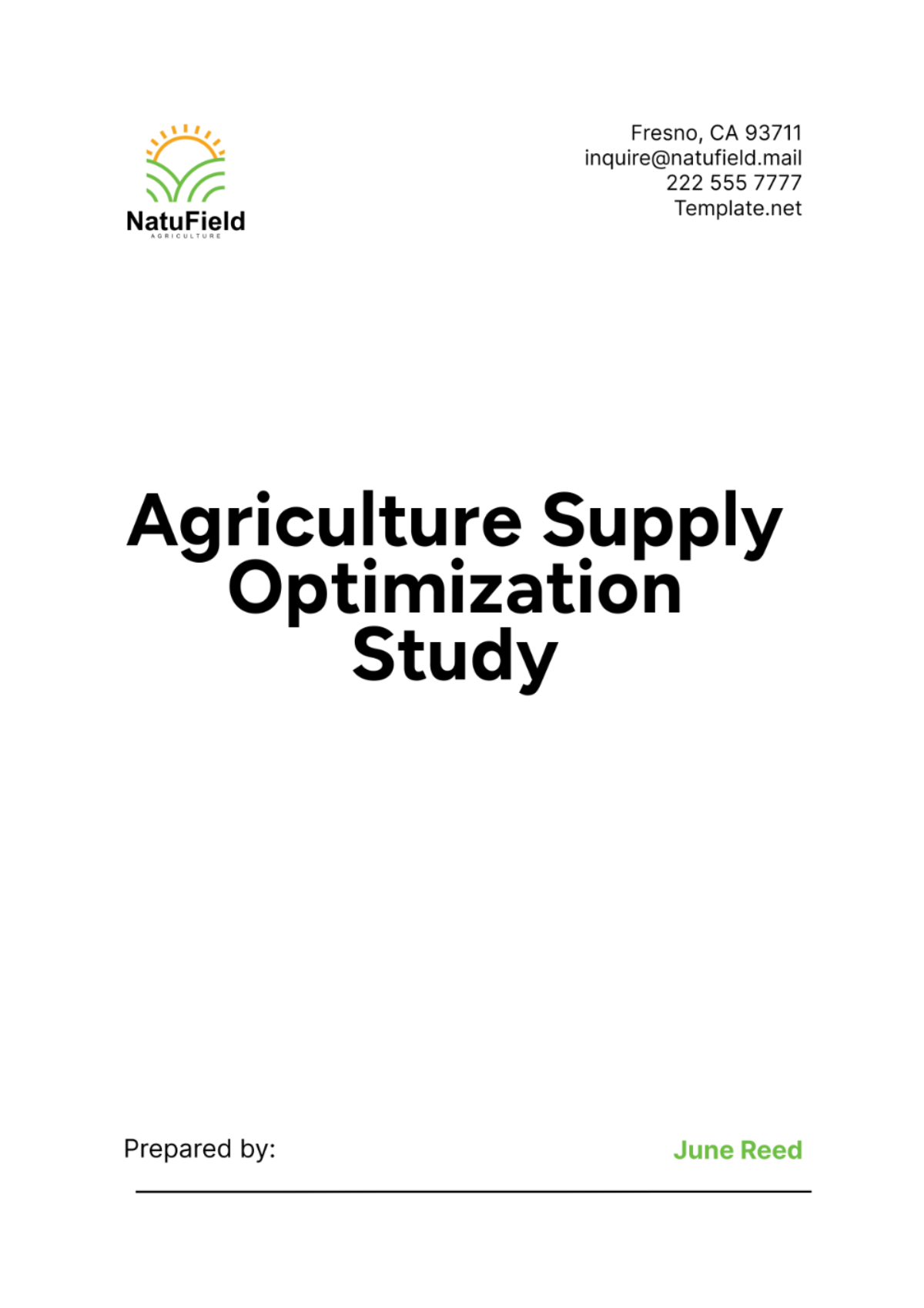 Agriculture Supply Optimization Study Template - Edit Online & Download