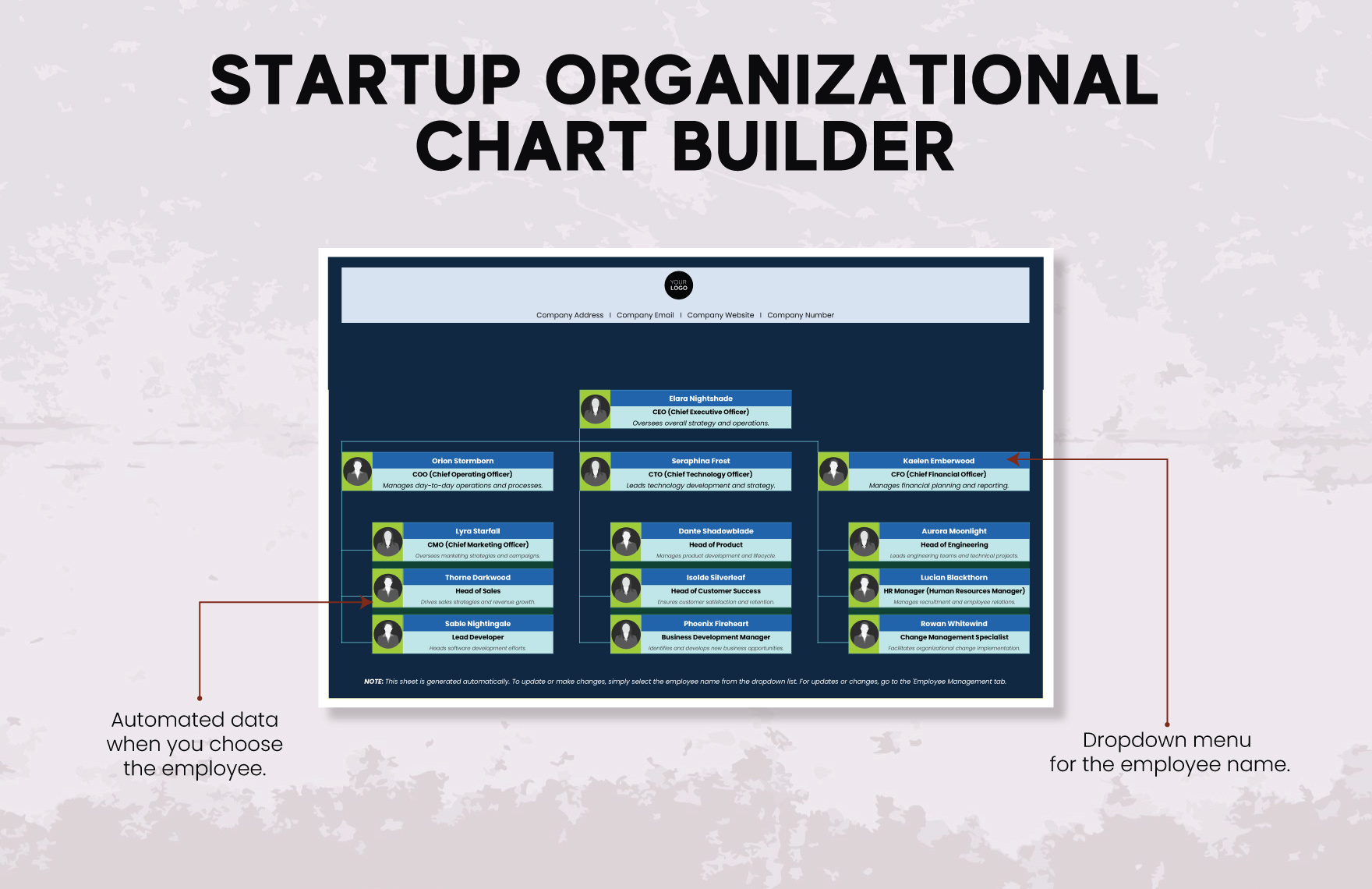 Startup Organizational Chart Builder Template