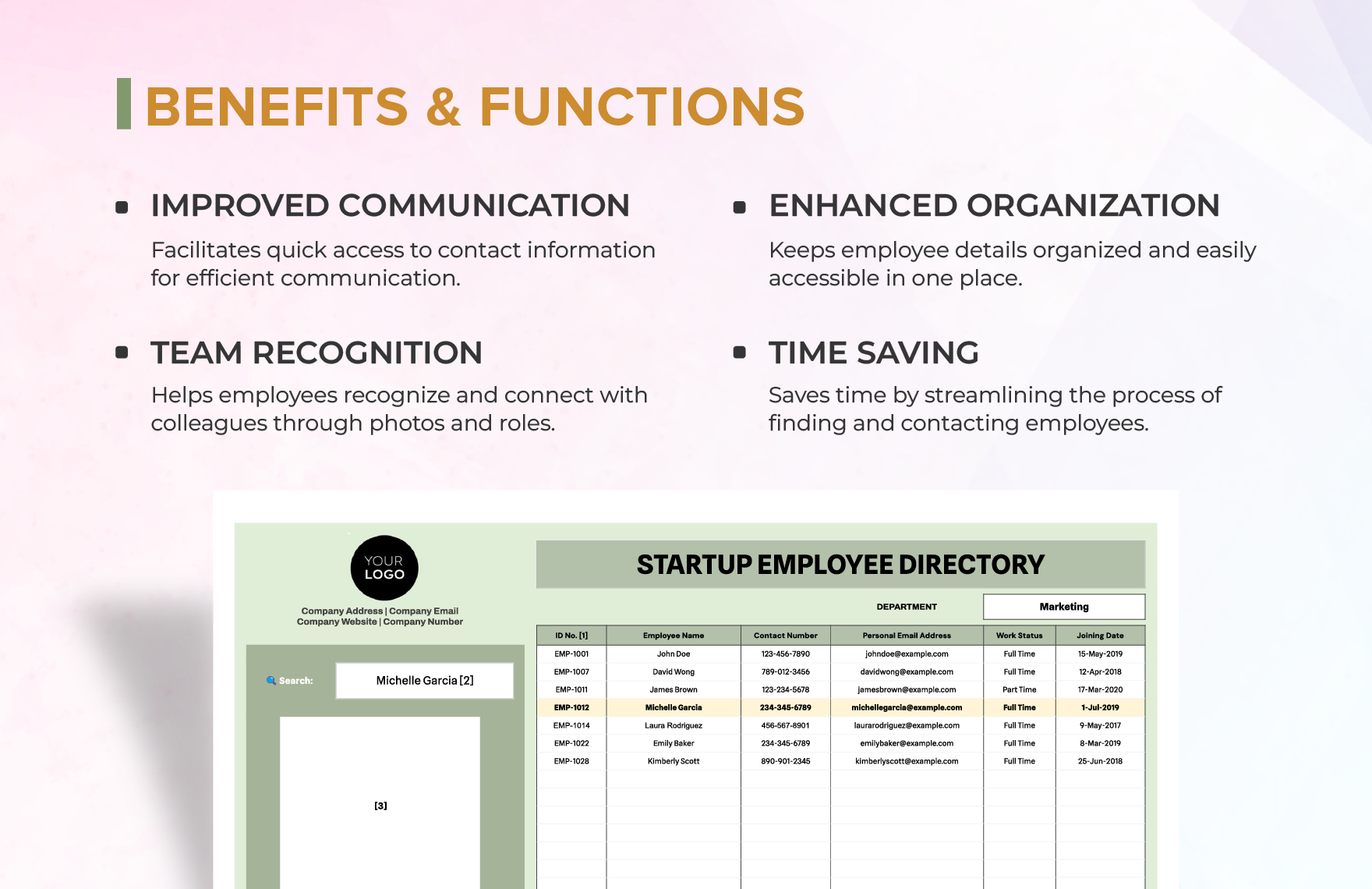 Startup Employee Directory Template