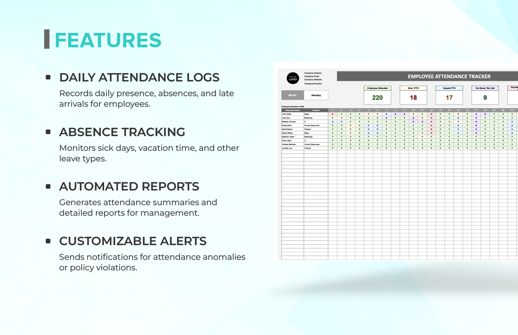Startup Employee Attendance Tracker Template